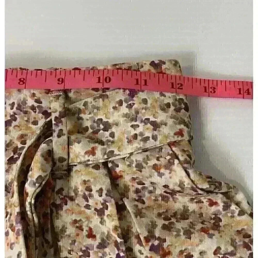 Zara Womens SM Purple Cream Yellow Floral Paperbag Shorts High Waisted with Tie - Picture 4 of 14